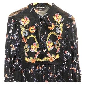 Zara women midi embroidered dress